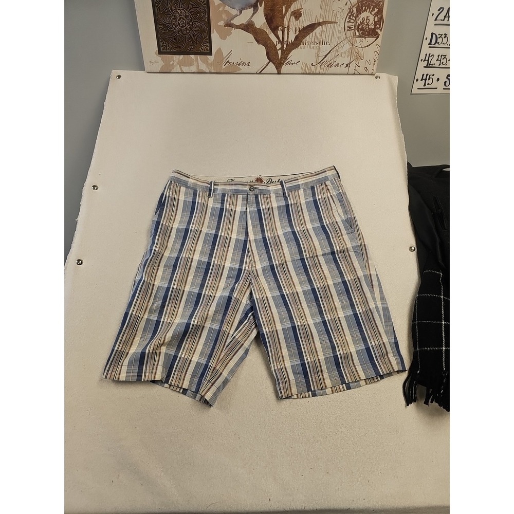 Tommy Bahama Mens Shorts 38 Blue Plaid Paradise Nation 5-Pocket Silk Blend‎